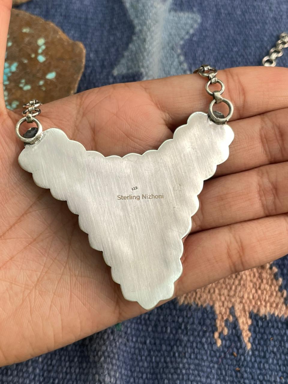 Handmade Sterling Silver White Buffalo with Red Opal Necklace