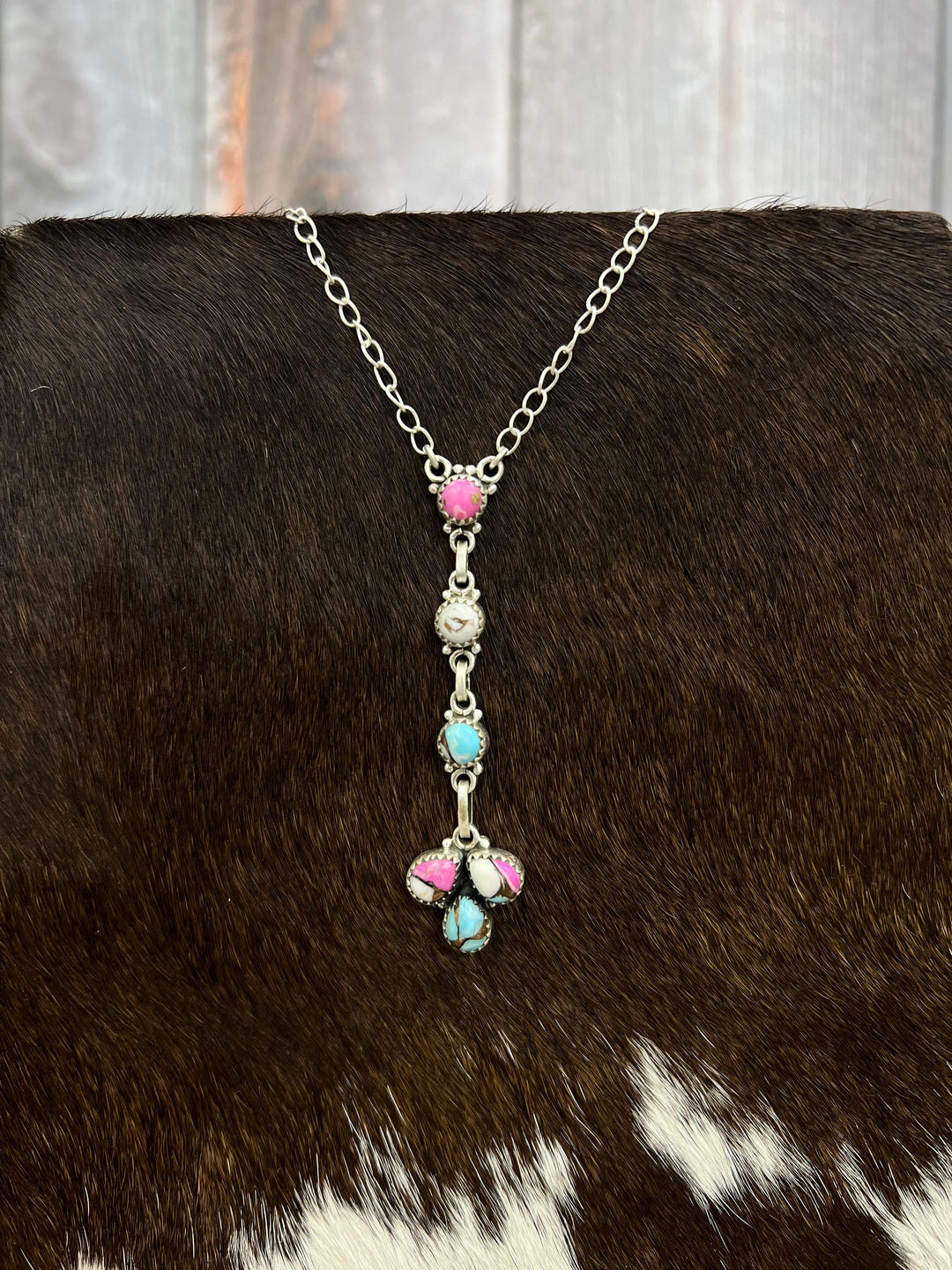 Handmade Sterling Silver Cotton Candy Turquoise Necklace