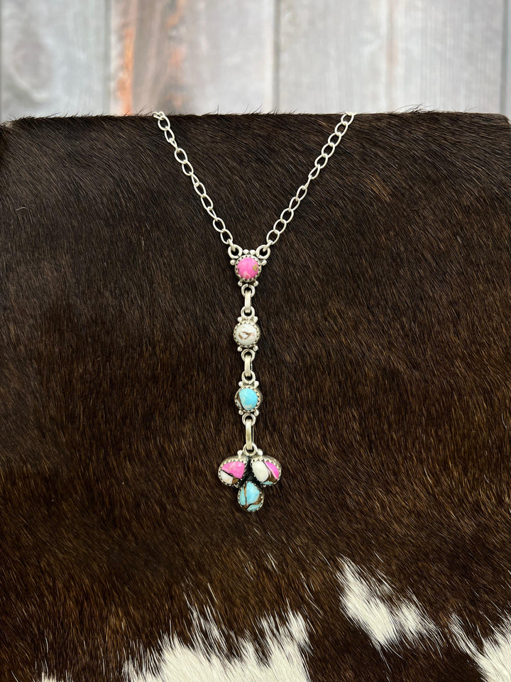 Handmade Sterling Silver Cotton Candy Turquoise Necklace