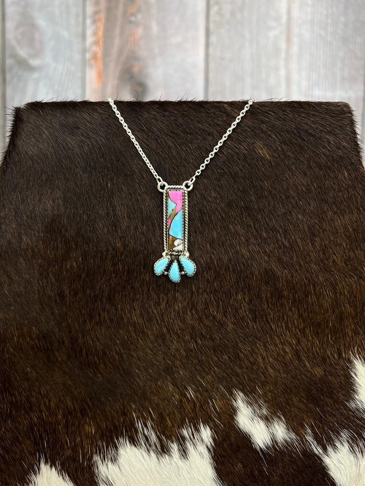 Handmade Sterling Silver Cotton Candy Turquoise Necklace