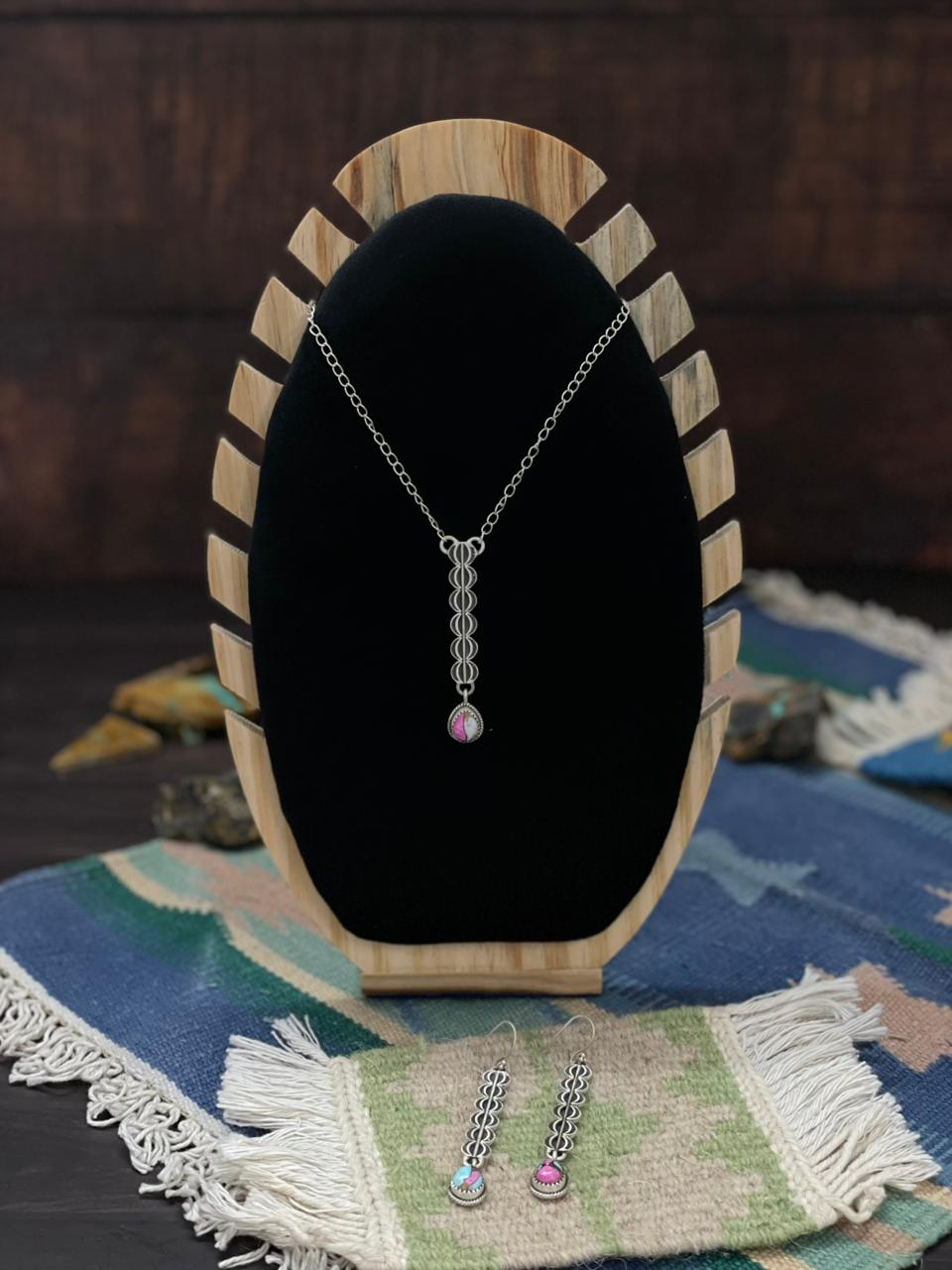 Handmade Sterling Silver Cotton Candy Necklace & Earrings Set