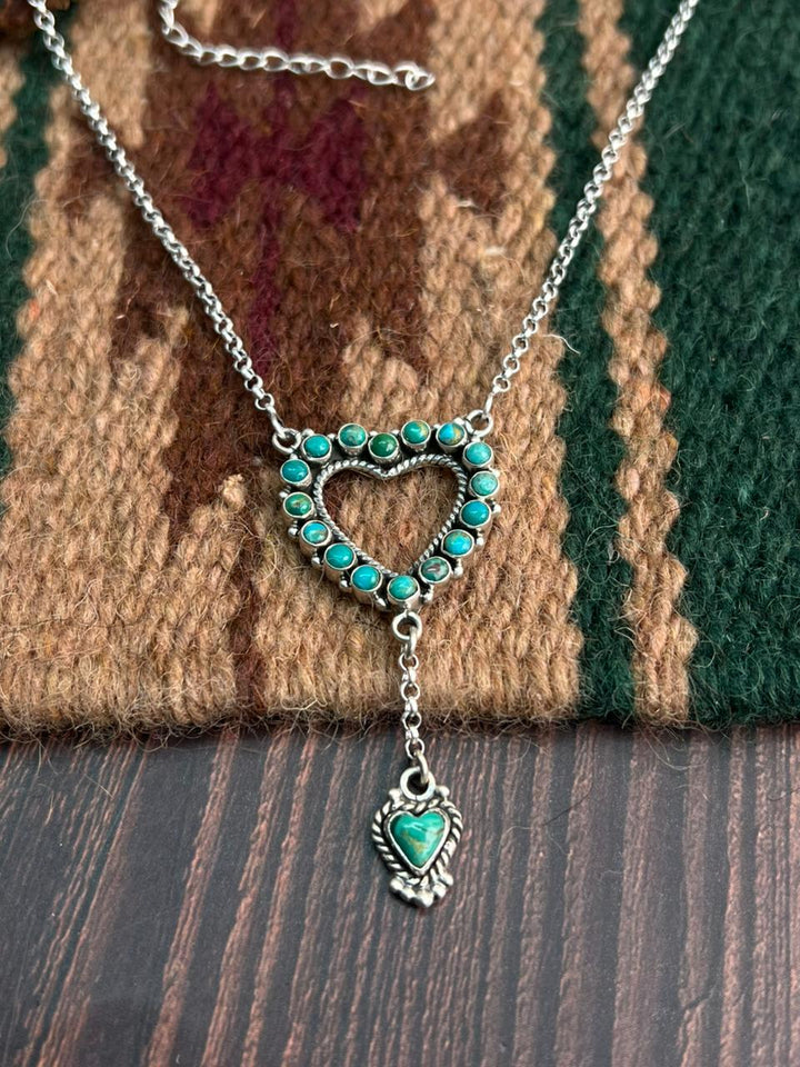 "Heart Collection" Handmade Sterling Silver Kingman Turquoise Necklace
