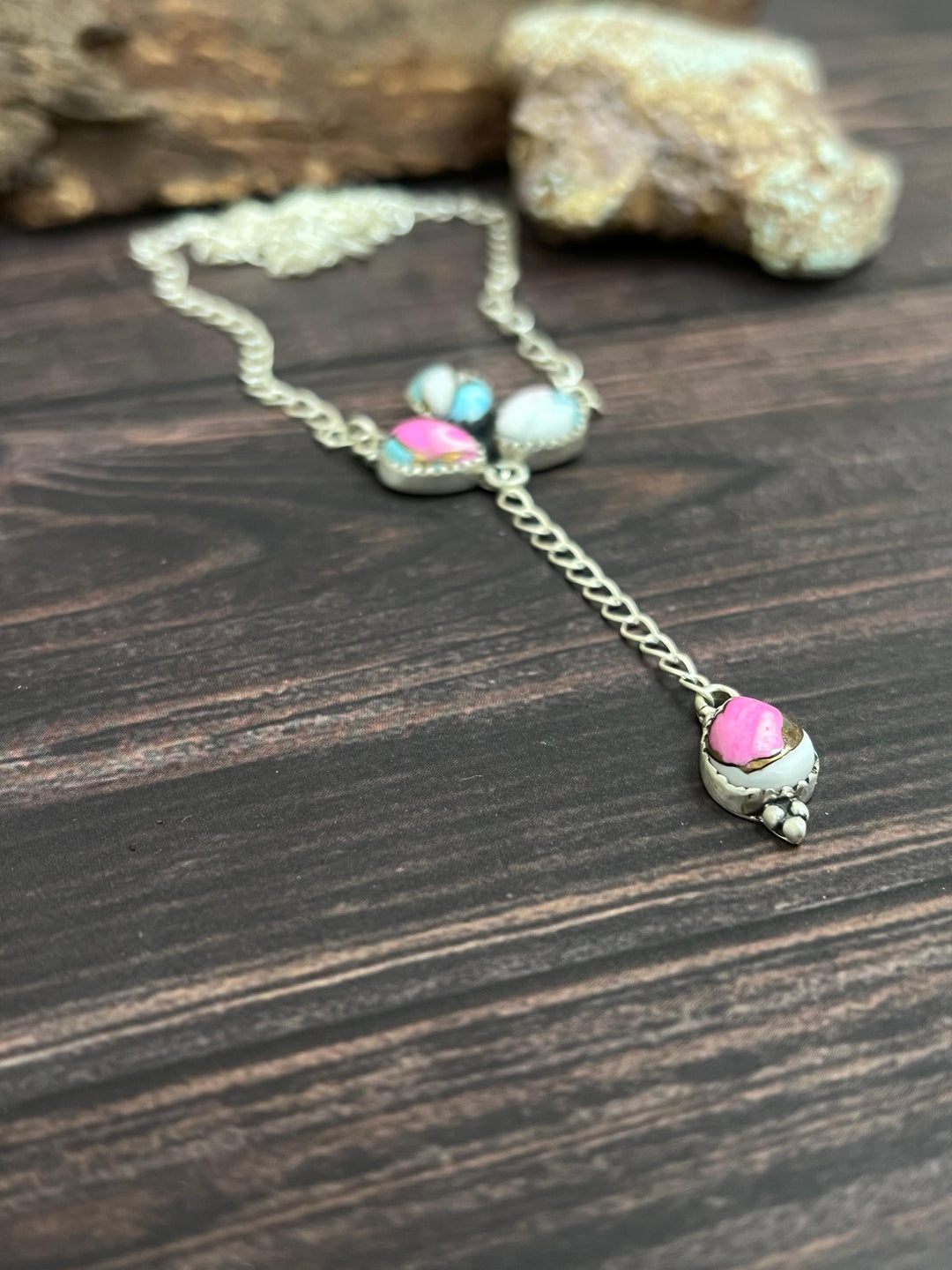 Handmade Sterling Silver Cotton Candy Turquoise Necklace