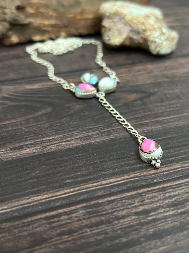 Handmade Sterling Silver Cotton Candy Turquoise Necklace