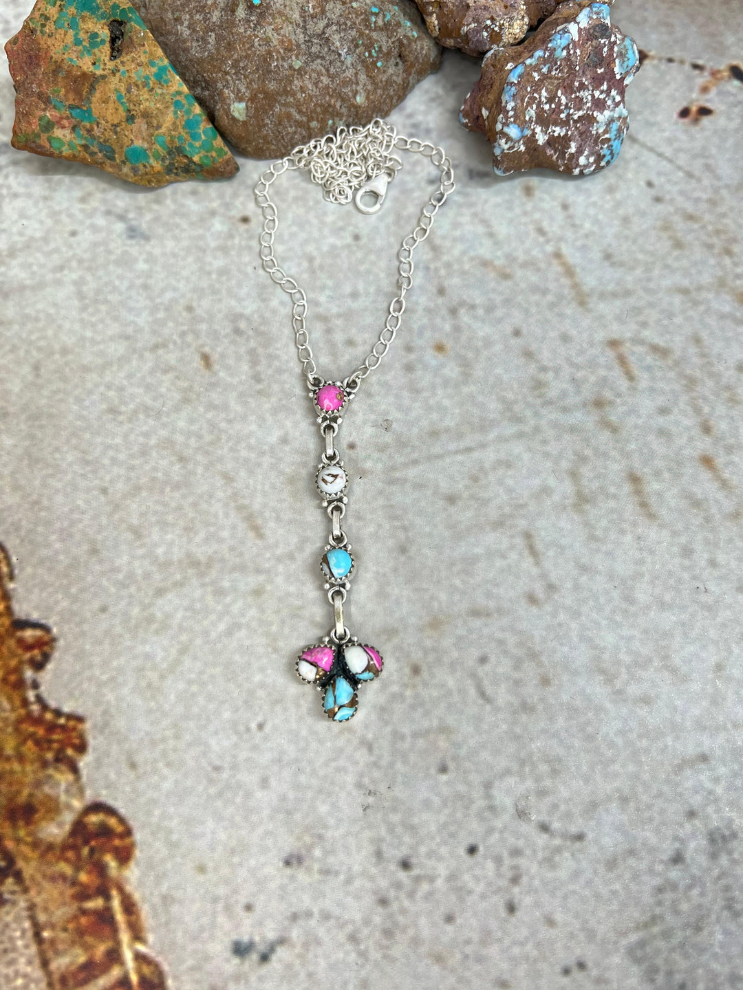 Handmade Sterling Silver Cotton Candy Turquoise Necklace