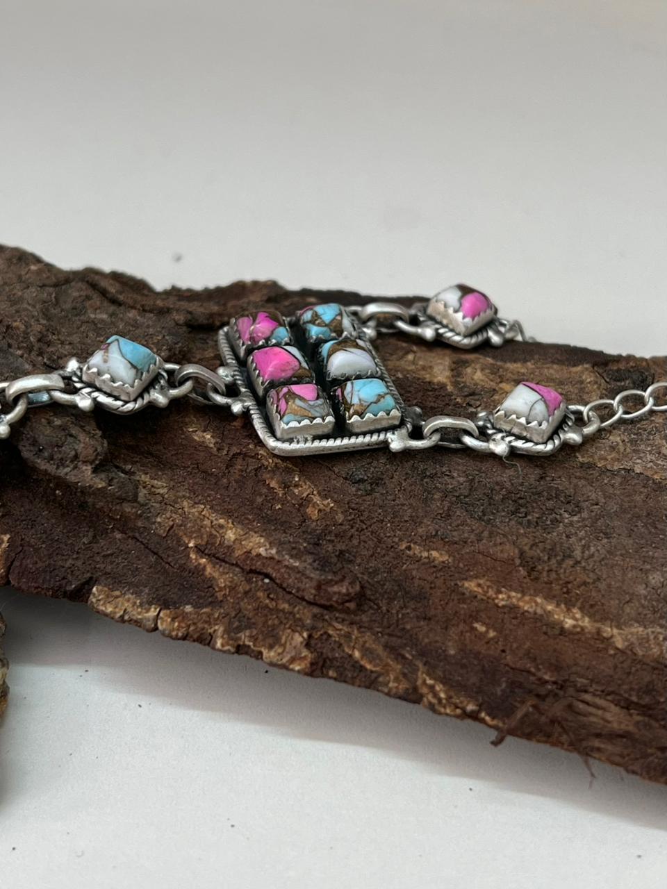 Handmade Sterling Silver Cotton Candy Drop Necklace