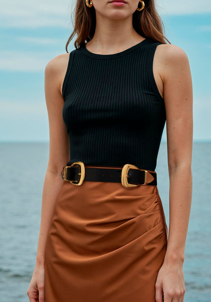 Double Buckle Western Waist Belt