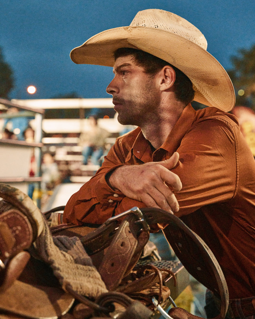 Men’s Burnt Orange Pearl Snap Shirt