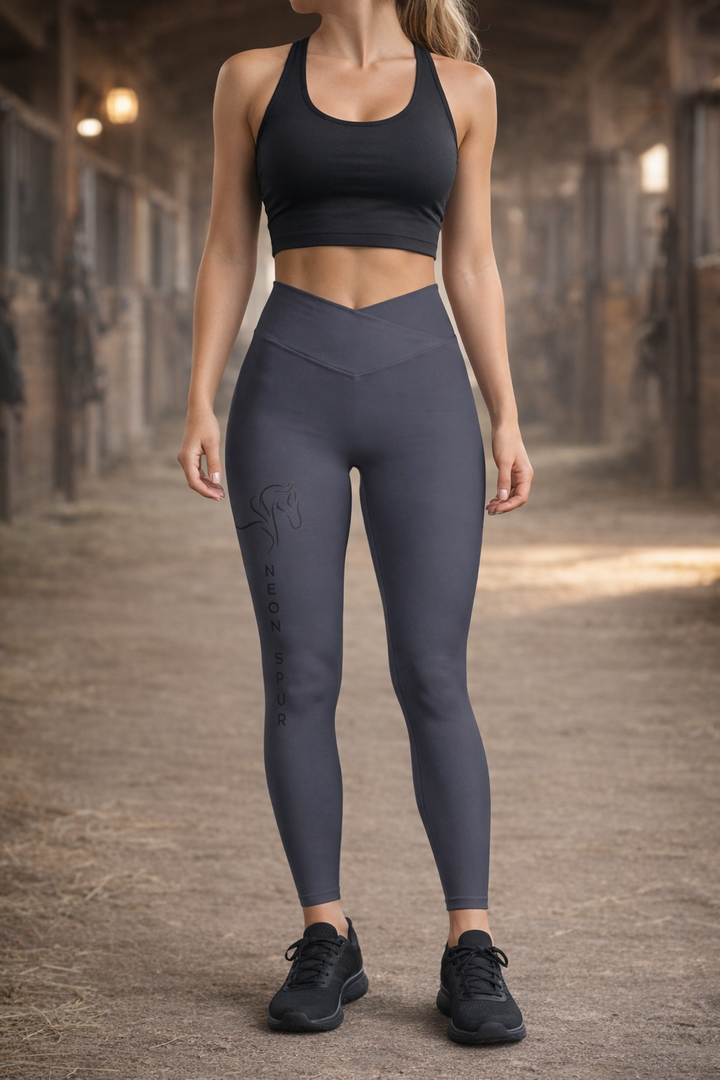 Neon Spur Logo V-Waist Performance Leggings - Gray