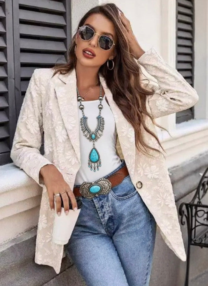 Floral Embroidered Blazer