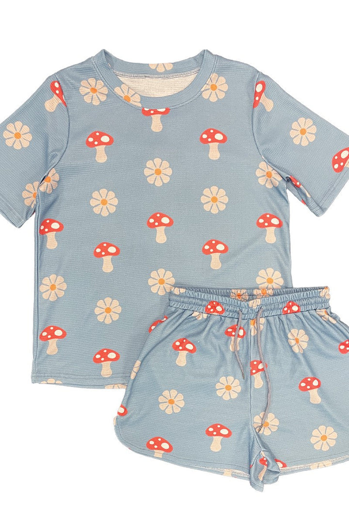 2 Piece Waffle Lounge Shorts Set