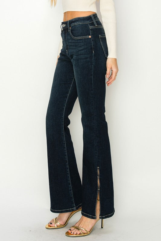 High Rise Flare Side Slit Jeans