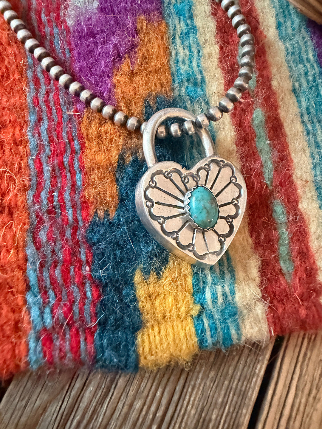 Handcrafted Sterling Silver & Turquoise Heart Locket Pendant Nizhoni Traders LLC