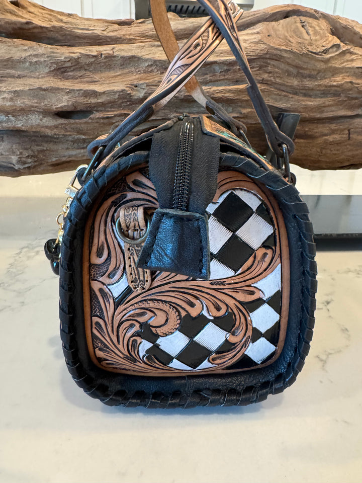 Wonderland Turquoise Rodeo Royale Checkered Mini Speedy Bag