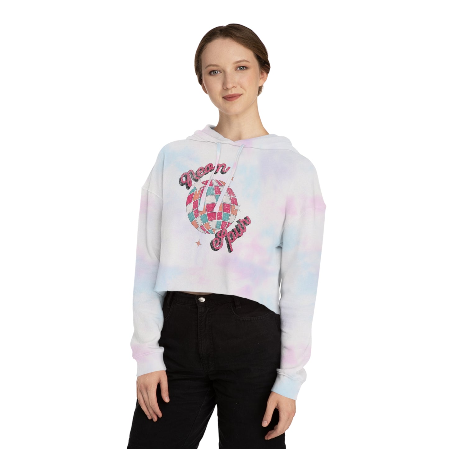 Disco Neon Spur Cropped Hooded Sweatshirt