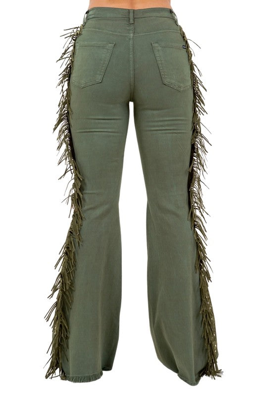 Texas Sun Bell Bottom Jean in Olive -34” Inseam