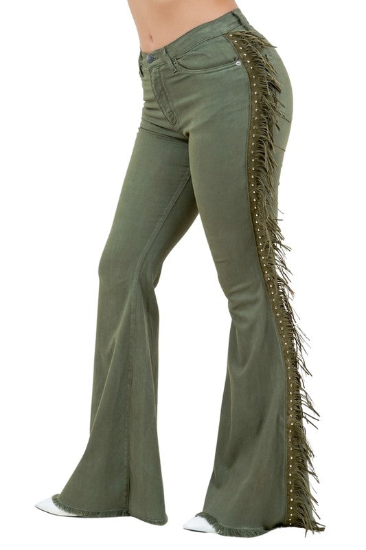 Texas Sun Bell Bottom Jean in Olive -34” Inseam