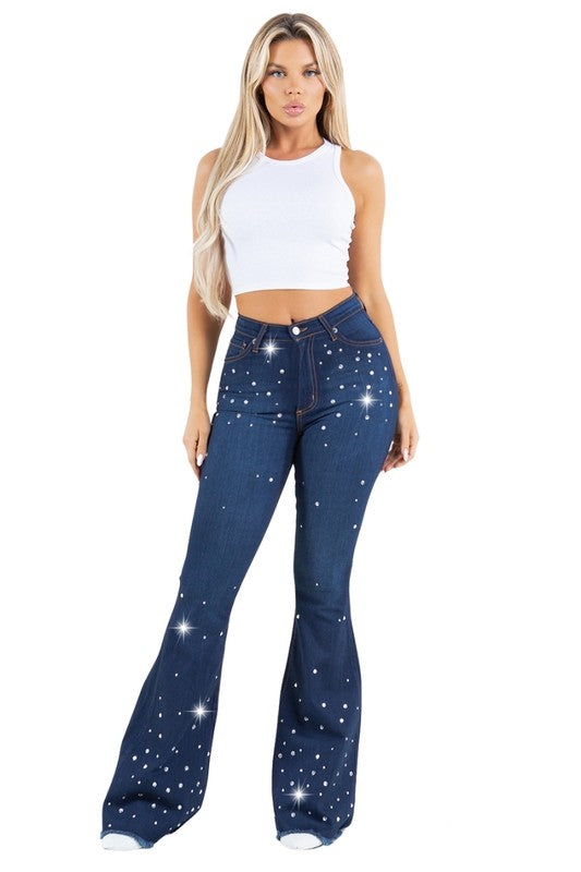 Vegas Glam Dark Wash Bell Bottom Jean -34” Inseam