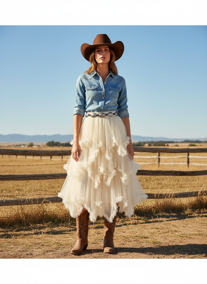 Layered Mesh High Waist Skirt