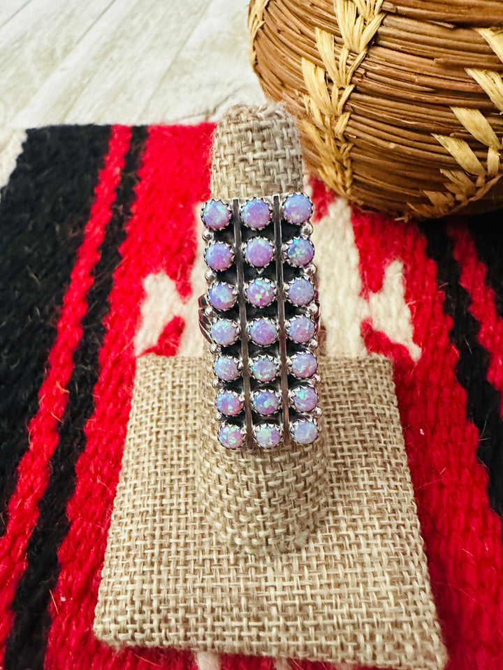 Handcrafted Purple Opal & Sterling Silver Cluster Ring