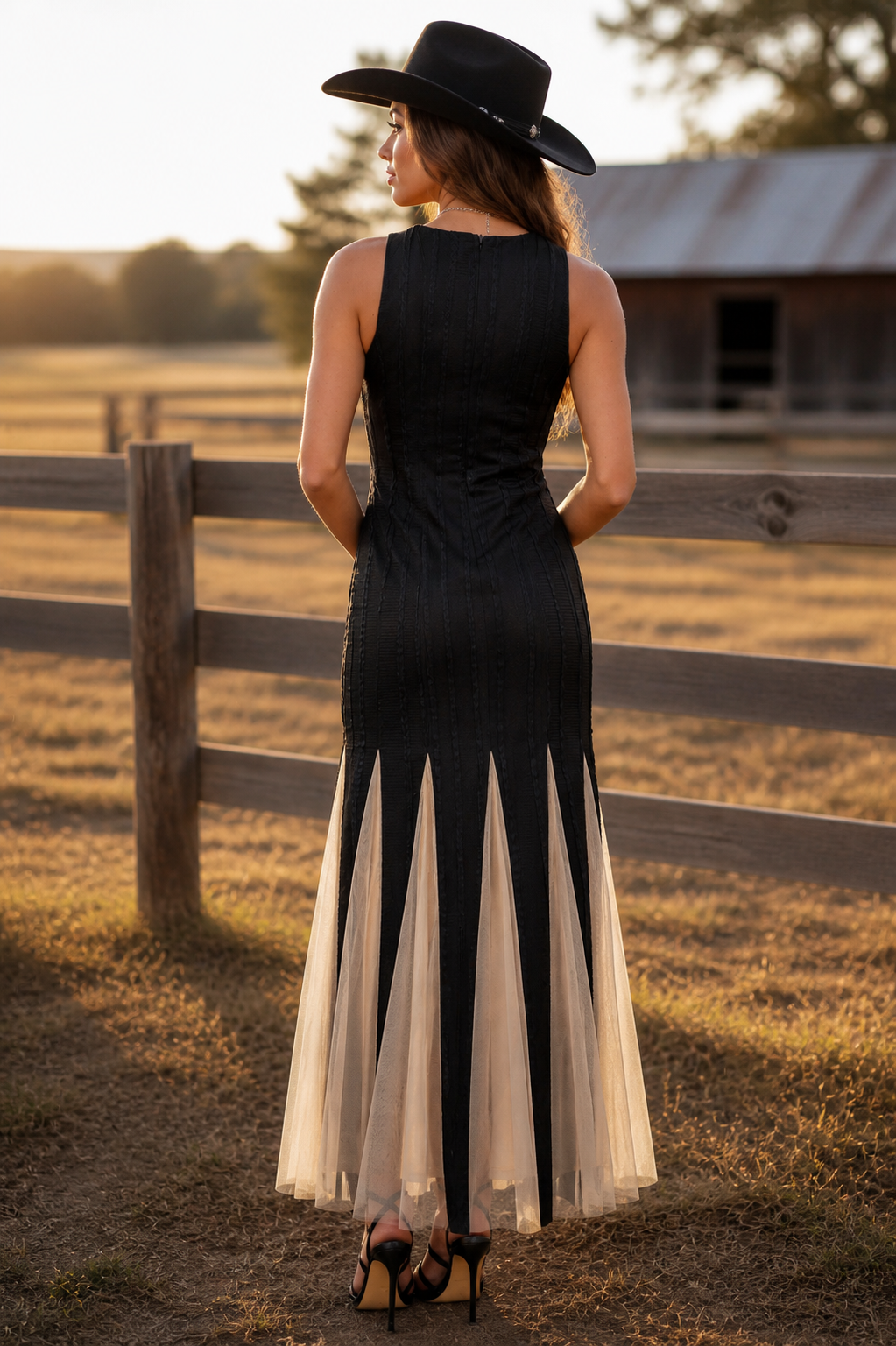 Noir Tulle Black Knit Maxi Dress