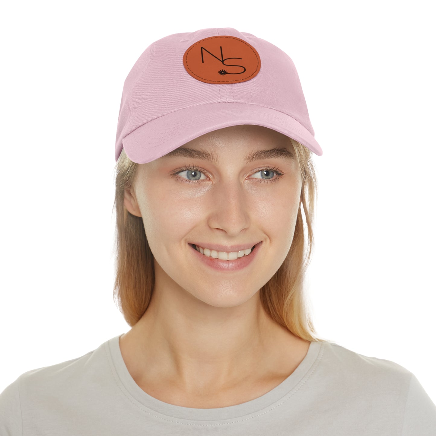 Neon Spur Emblem Dad Hat with Round Vegan Leather Patch