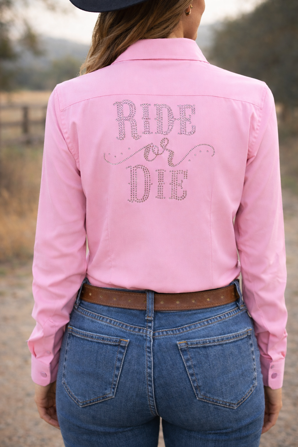 Ride Or Die Button Up Rodeo Shirt -Pink