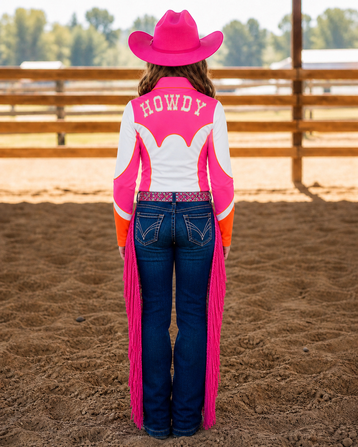 Girls Howdy Lightning Zip Rodeo Shirt