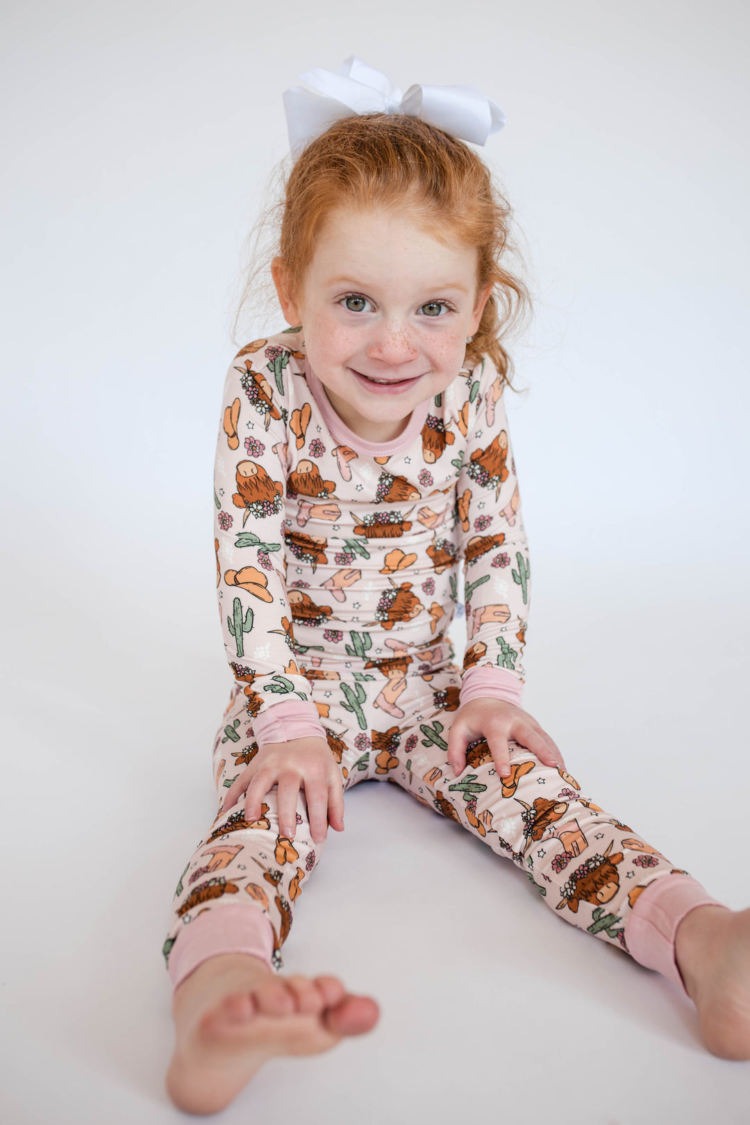 Pink Highland Cow 2 piece PJ's