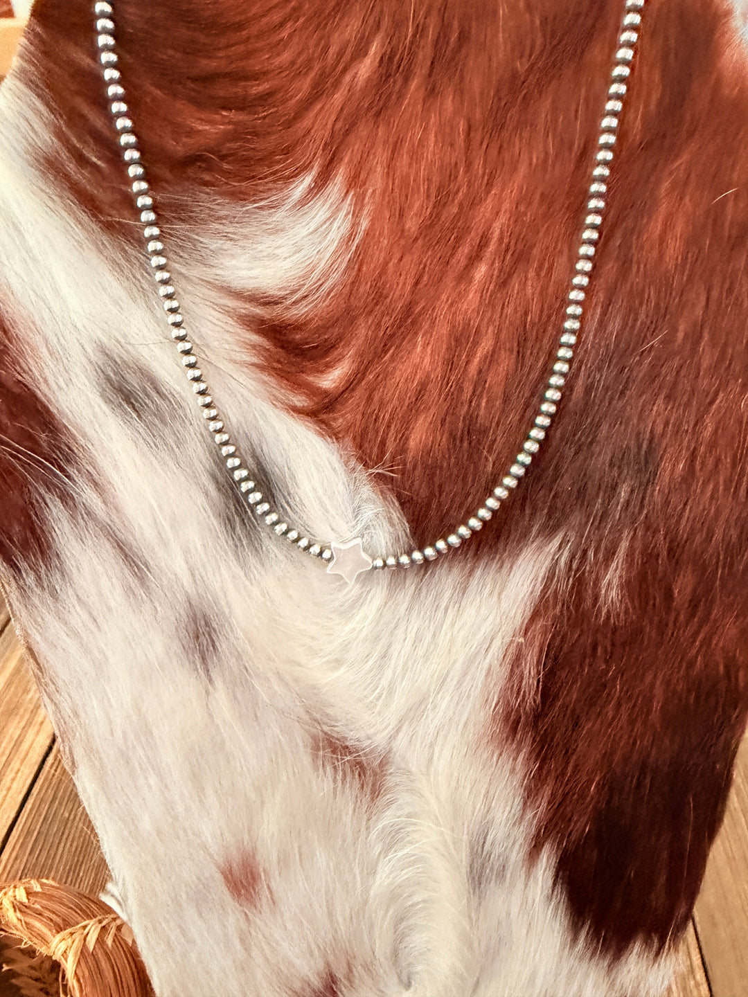 Handcrafted Mother of Pearl and Sterling Silver Pearl Star Beaded Necklace Nizhoni Traders LLC