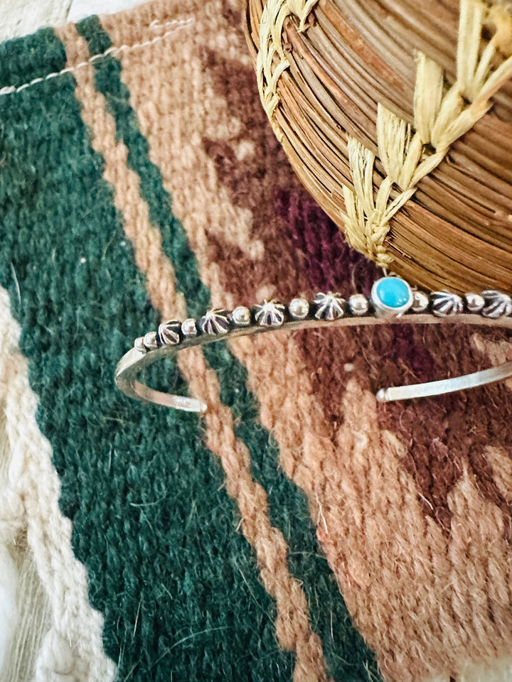 Navajo Sterling Silver & Kingman Turquoise Cuff Bracelet by Raymond Coriz