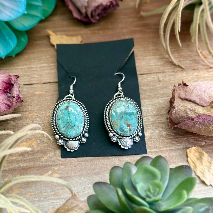 Sterling Silver Cripple Creek Turquoise Dangle Earrings by Shay Pfeiffer