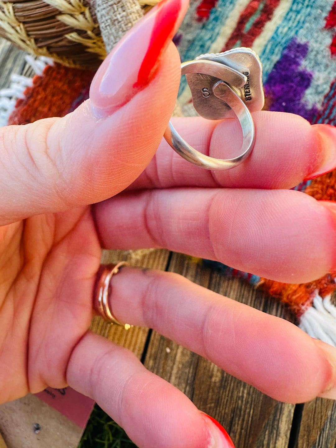 Handcrafted Sterling Silver & Cotton Candy Turquoise Adjustable Ring Nizhoni Traders LLC