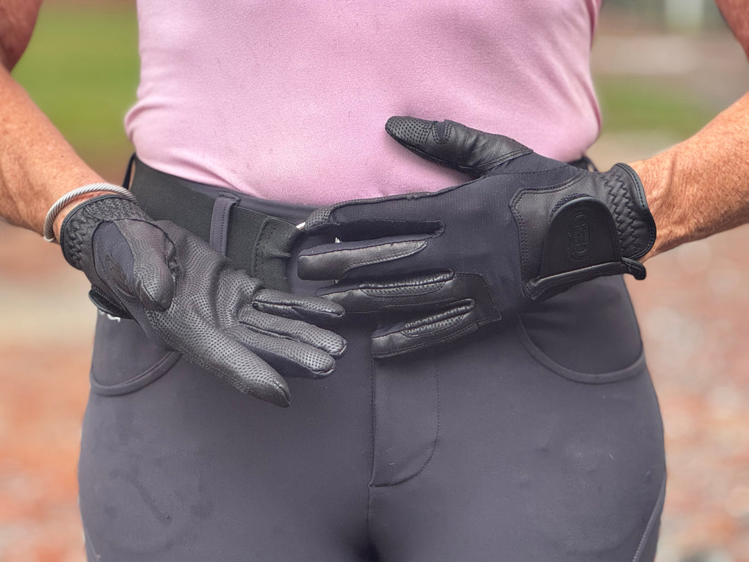 Tackified Copper Tech™️ Leather Premium Riding Glove -Black