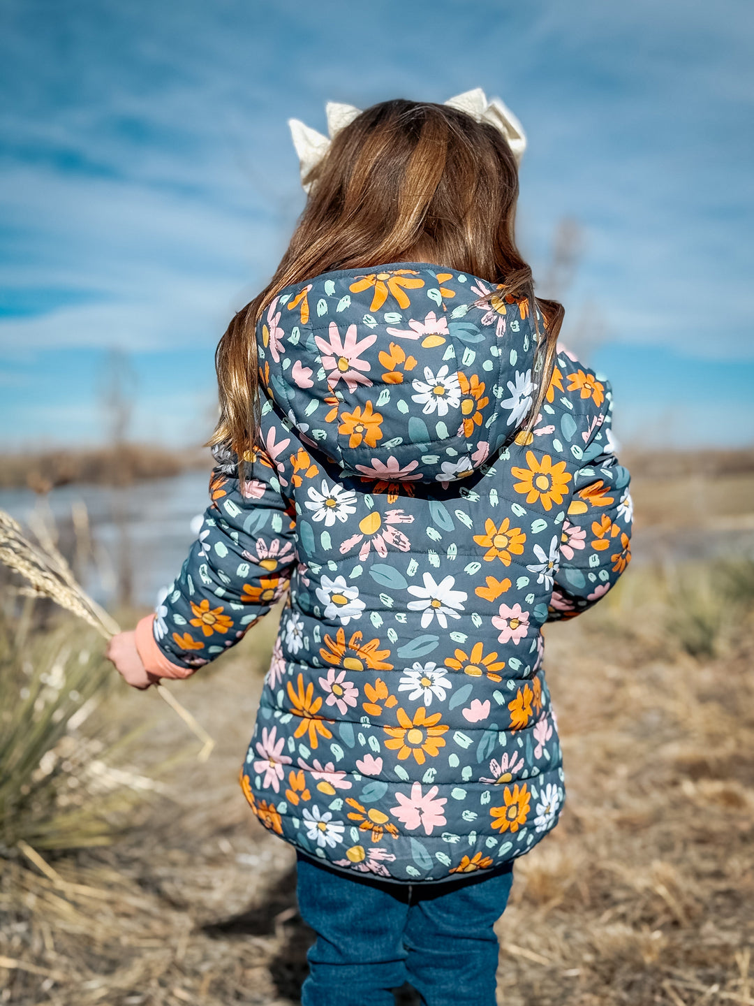 Flowers Lightweight Reversible Girls Puffy Jacket