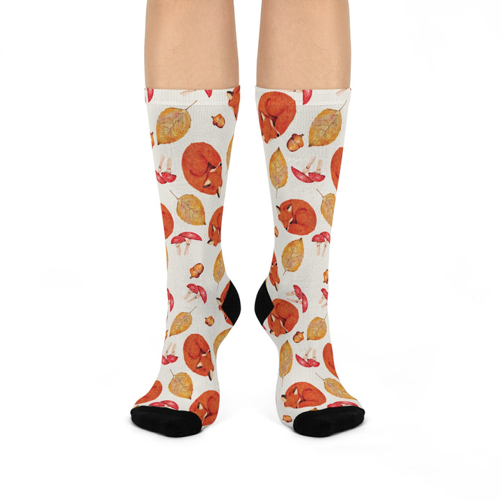 Autumn Fox Crew Socks Printify