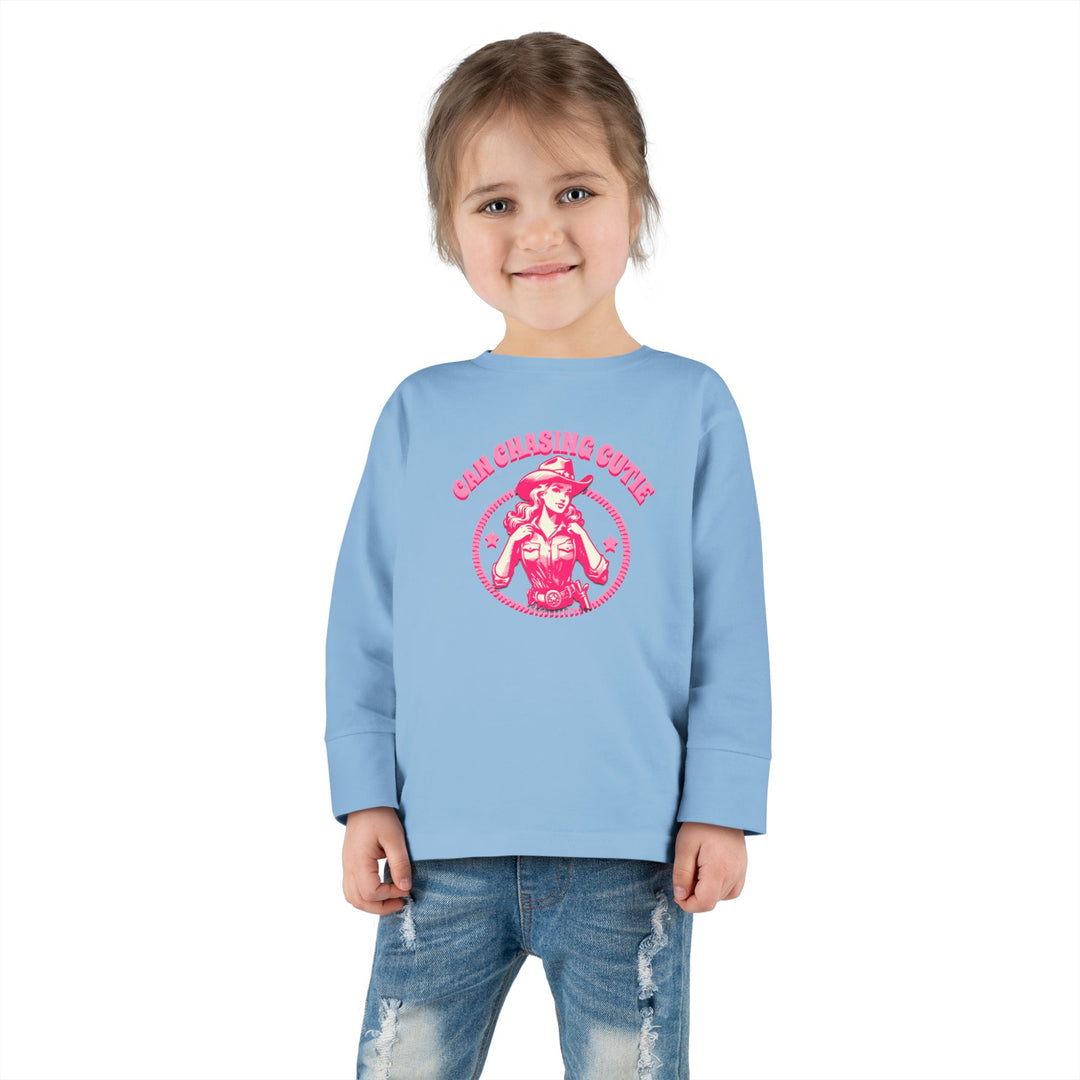 Can Chasing Cutie Toddler Long Sleeve Graphic Tee