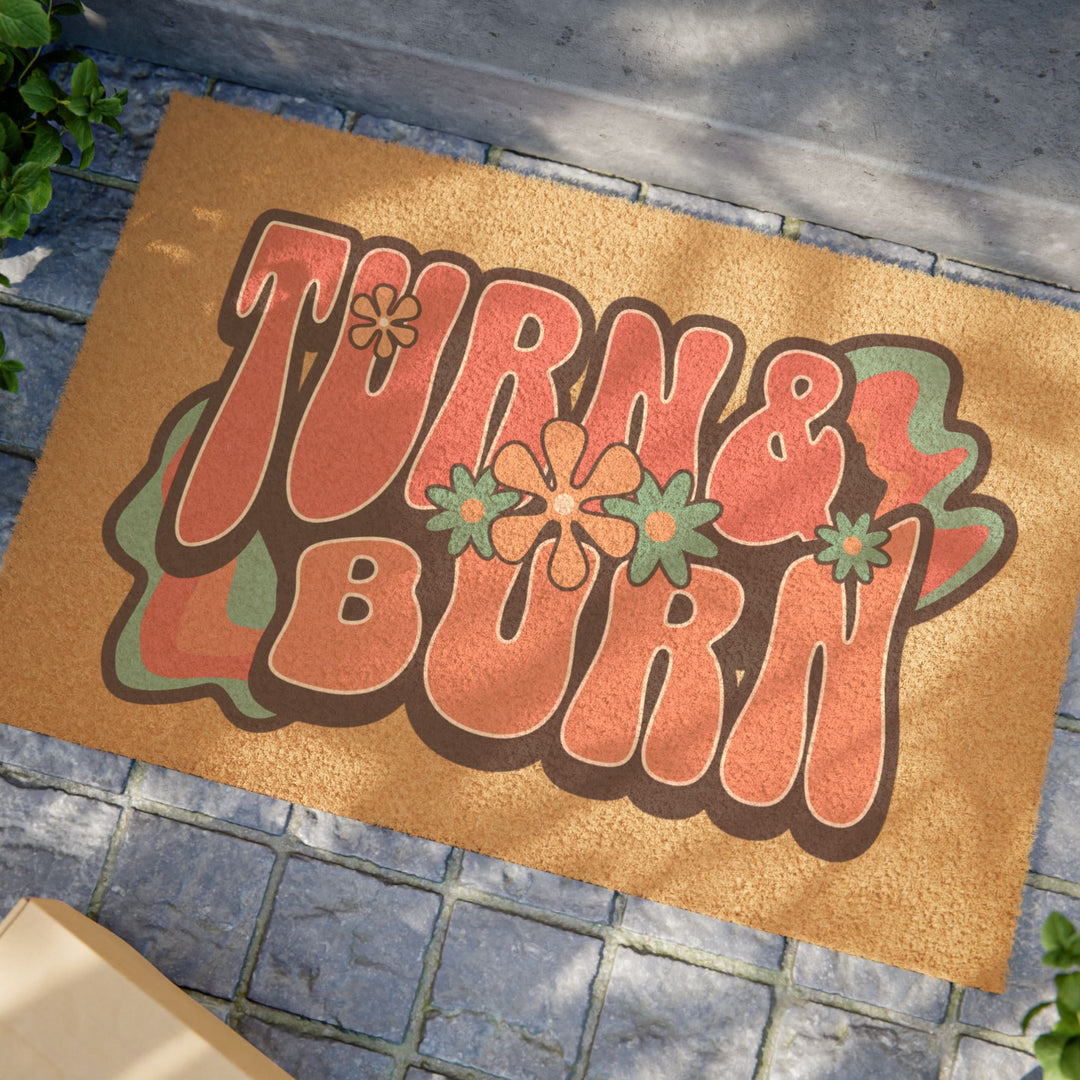 Turn & Burn Retro Flower Coir Doormat