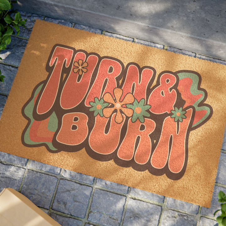 Turn & Burn Retro Flower Coir Doormat