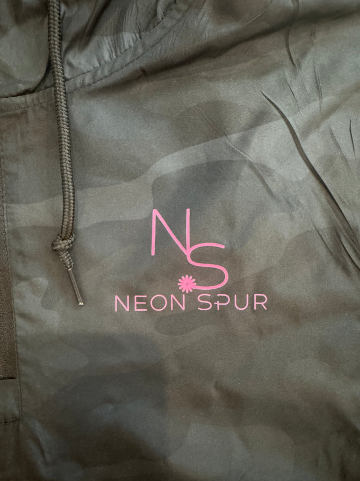 Neon Spur Logo Camo Crop Windbreaker Hoodie *Sample Sale*