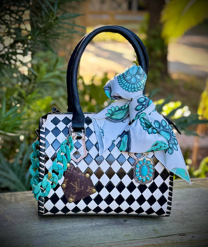 Deluxe Upcycled LV Checkered Leather Speedy Bag