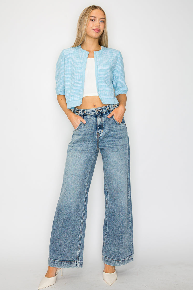 Adjustable Waistband High Rise Baggy Wide Jeans Artemis Vintage