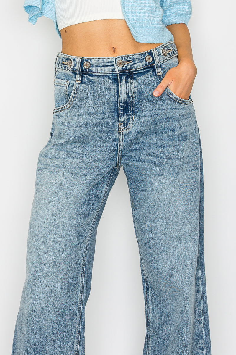 Adjustable Waistband High Rise Baggy Wide Jeans Artemis Vintage