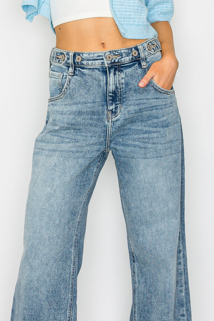 Adjustable Waistband High Rise Baggy Wide Jeans Artemis Vintage