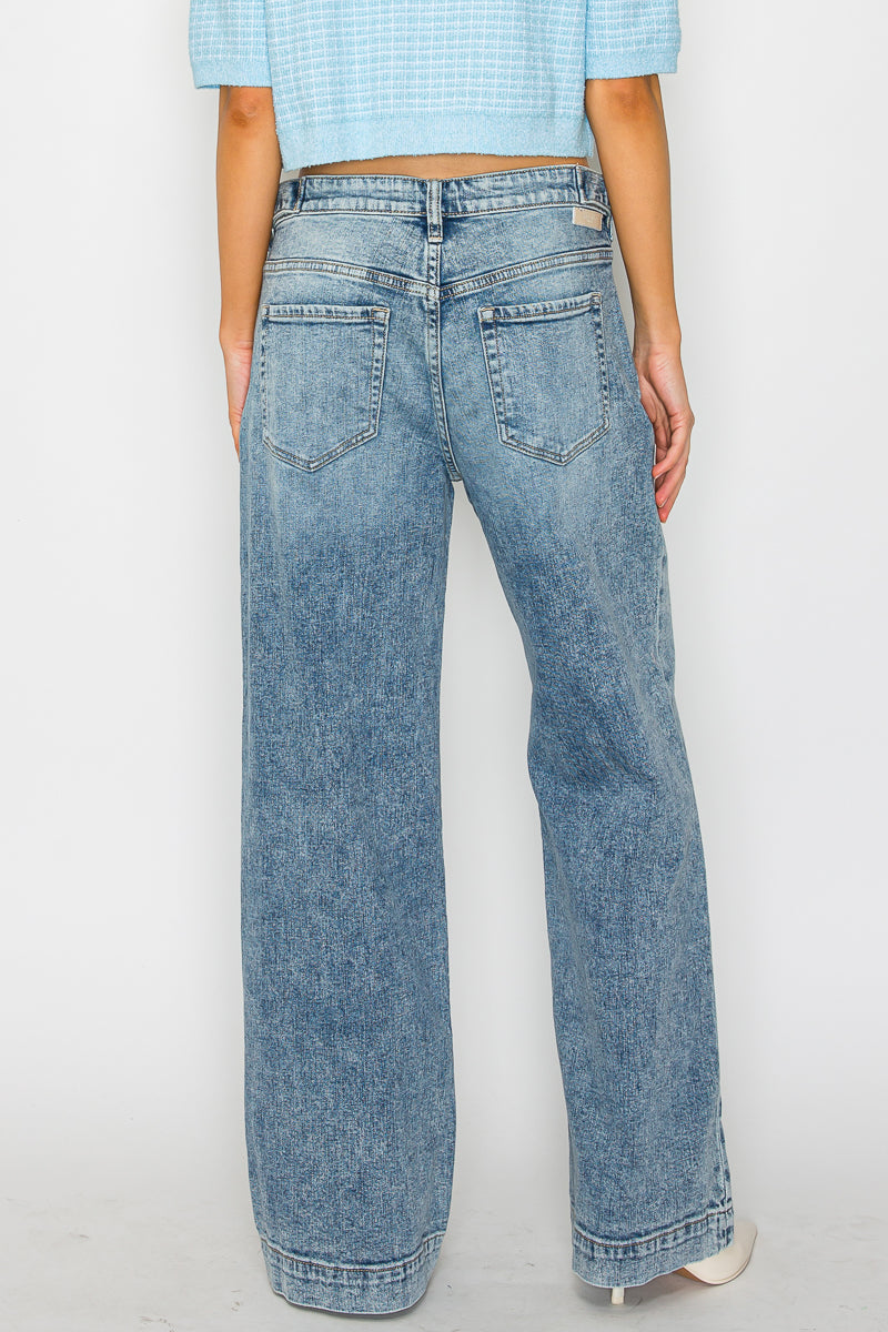 Adjustable Waistband High Rise Baggy Wide Jeans Artemis Vintage