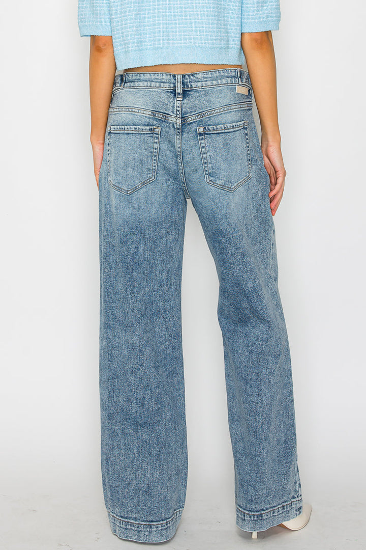 Adjustable Waistband High Rise Baggy Wide Jeans Artemis Vintage