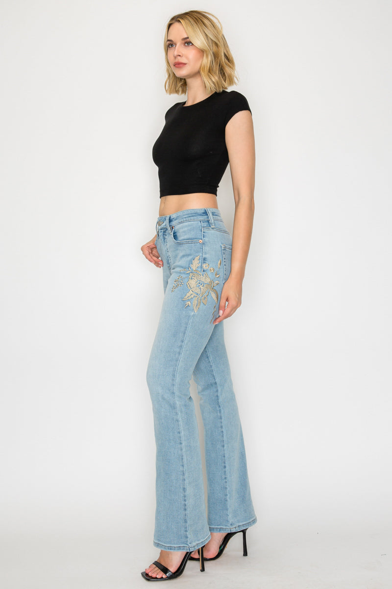 Artemis Vintage High Rise Embroidered Modern Bootcut Jeans Artemis Vintage