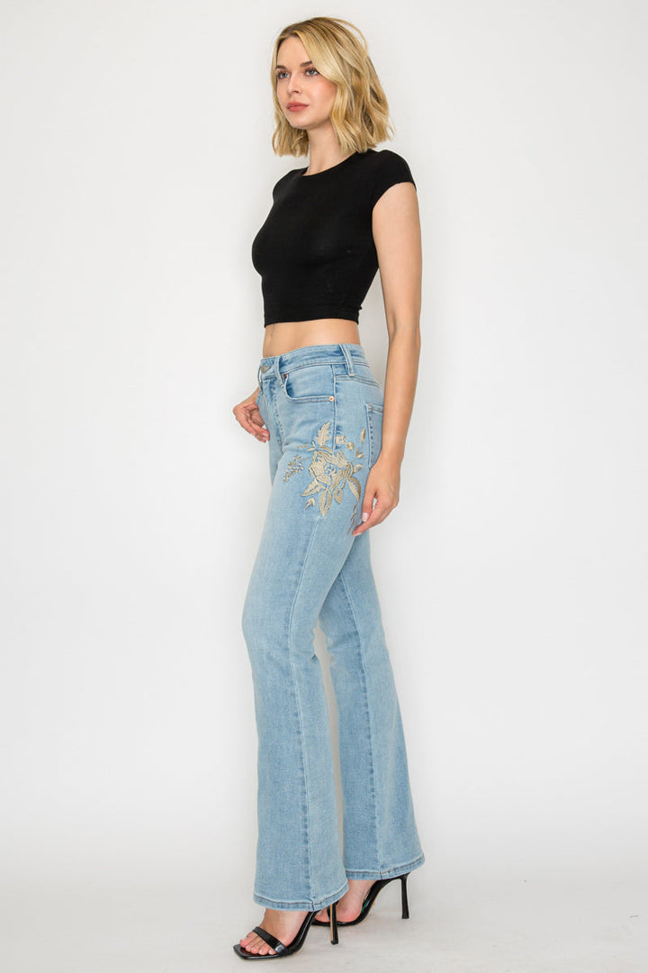 Artemis Vintage High Rise Embroidered Modern Bootcut Jeans Artemis Vintage
