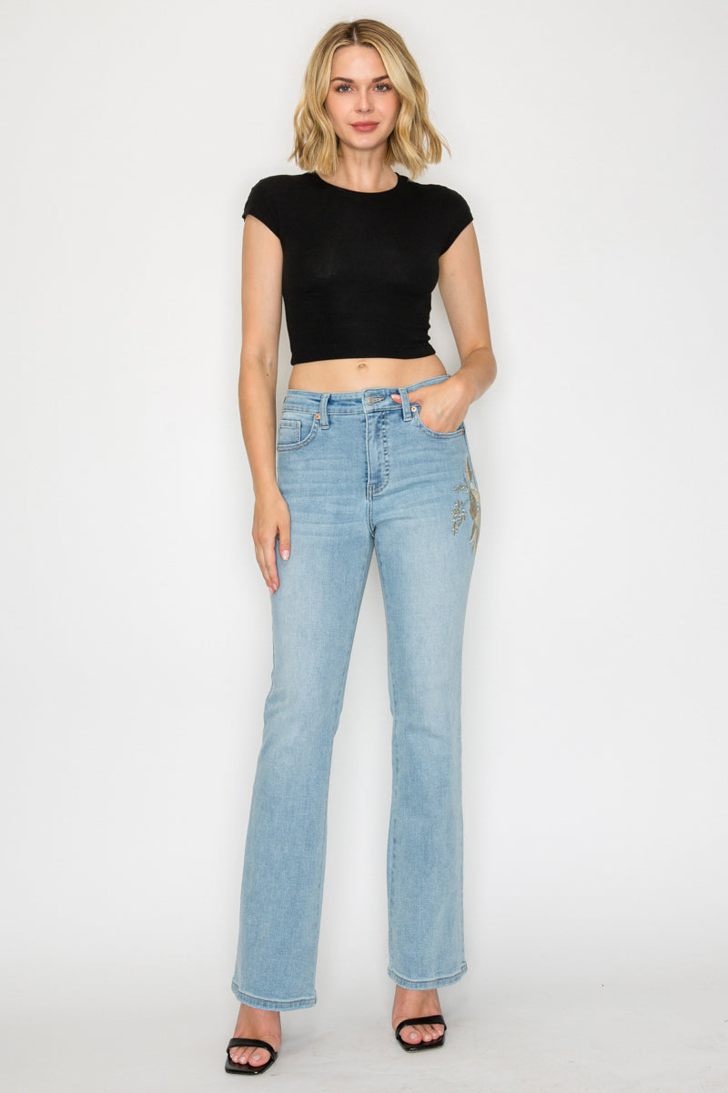 Artemis Vintage High Rise Embroidered Modern Bootcut Jeans Artemis Vintage