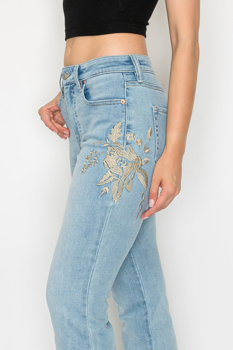 Artemis Vintage High Rise Embroidered Modern Bootcut Jeans Artemis Vintage